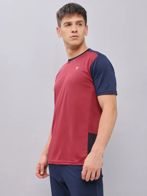 Men Colorblock Slim Fit Crew Neck T-shirt with TECHNO COOL+