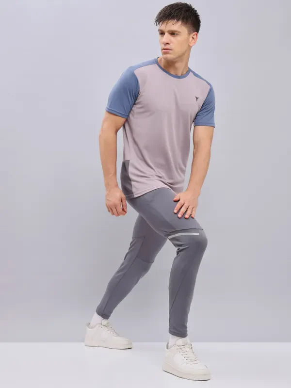 Men Colorblock Slim Fit Crew Neck T-shirt with TECHNO COOL+