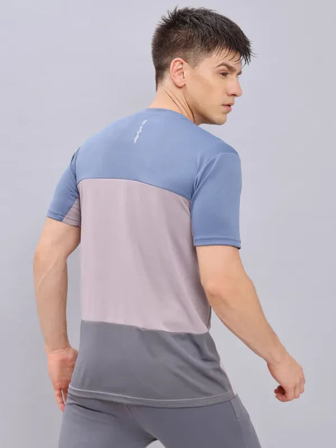 Men Colorblock Slim Fit Crew Neck T-shirt with TECHNO COOL+
