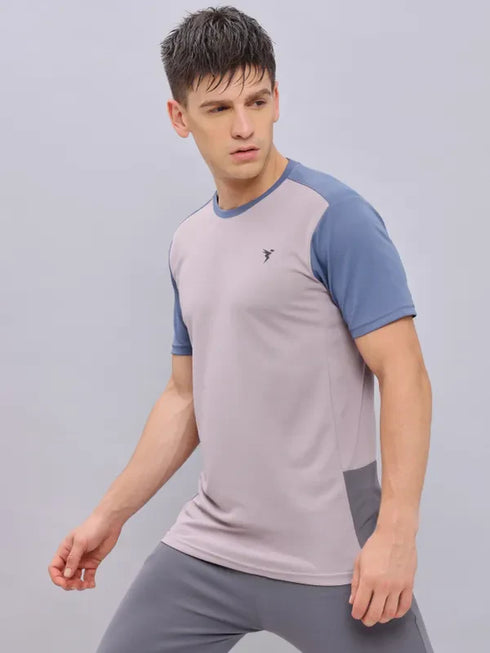 Men Colorblock Slim Fit Crew Neck T-shirt with TECHNO COOL+