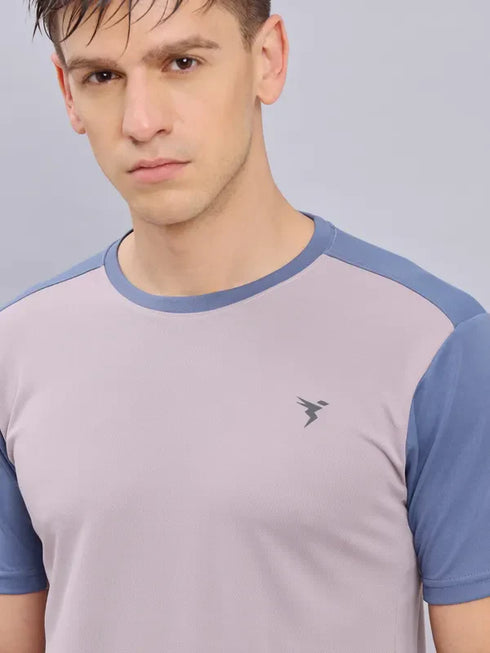 Men Colorblock Slim Fit Crew Neck T-shirt with TECHNO COOL+