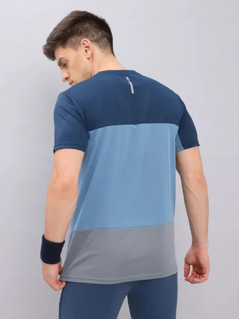 Men Colorblock Slim Fit Crew Neck T-shirt with TECHNO COOL+