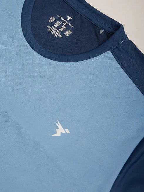Men Colorblock Slim Fit Crew Neck T-shirt with TECHNO COOL+