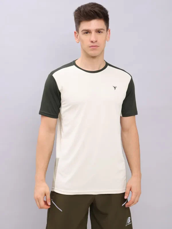 Men Colorblock Slim Fit Crew Neck T-shirt with TECHNO COOL+