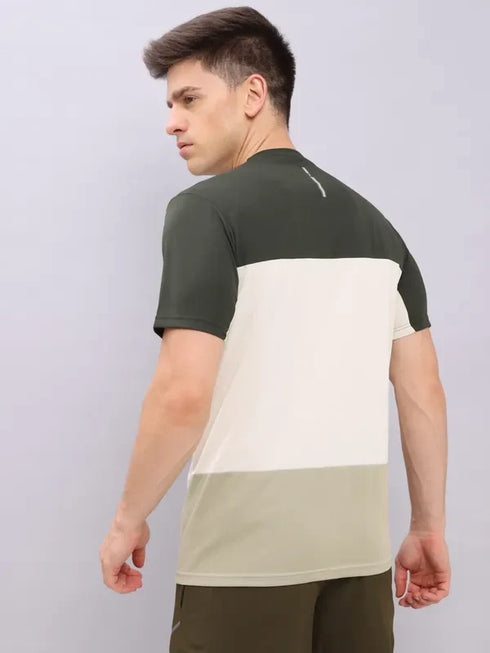 Men Colorblock Slim Fit Crew Neck T-shirt with TECHNO COOL+