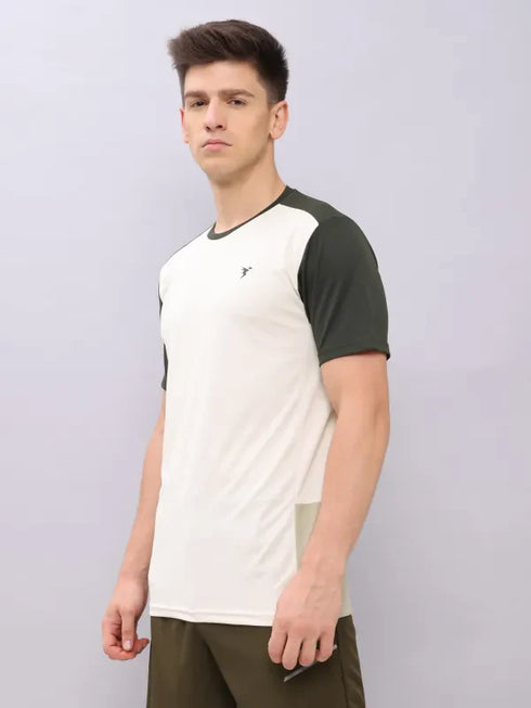 Men Colorblock Slim Fit Crew Neck T-shirt with TECHNO COOL+