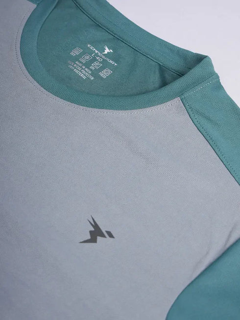Men Colorblock Slim Fit Crew Neck T-shirt with TECHNO COOL+