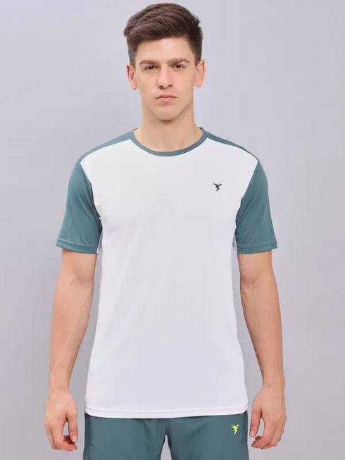 Men Colorblock Slim Fit Crew Neck T-shirt with TECHNO COOL+