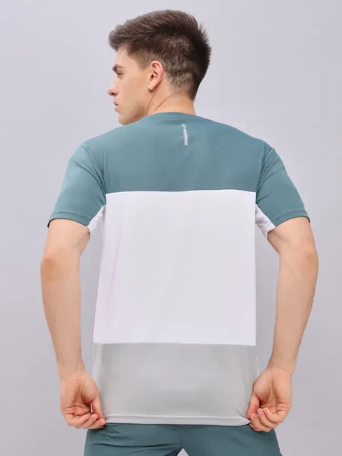Men Colorblock Slim Fit Crew Neck T-shirt with TECHNO COOL+