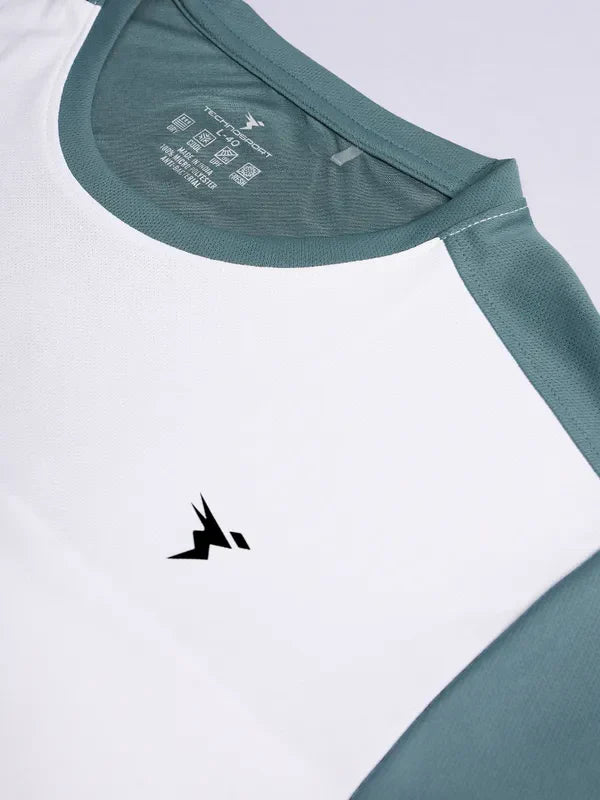 Men Colorblock Slim Fit Crew Neck T-shirt with TECHNO COOL+