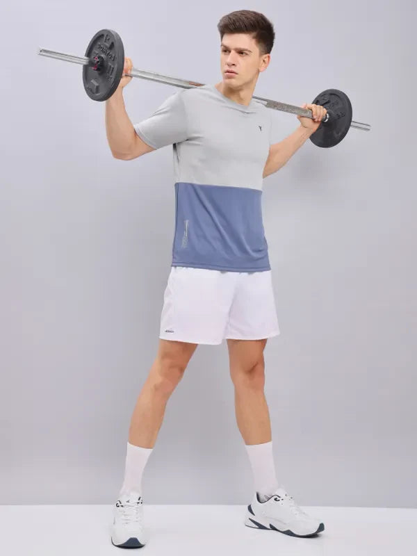 Men Colorblock Slim Fit Crew Neck T-shirt with DOUBLE COOL