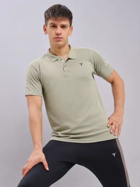 Men Melange Slim Fit Polo T-shirt with DOUBLE COOL