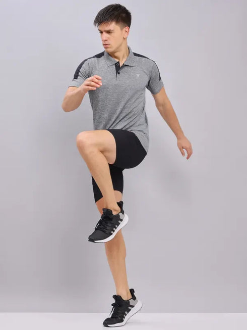 Men Melange Slim Fit Polo T-shirt with DOUBLE COOL