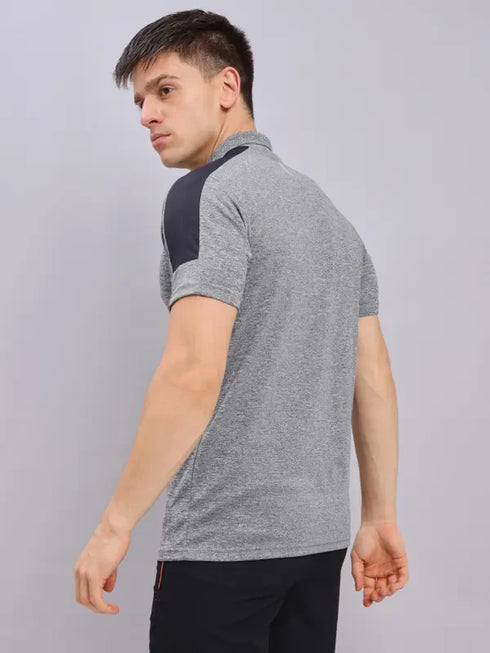 Men Melange Slim Fit Polo T-shirt with DOUBLE COOL