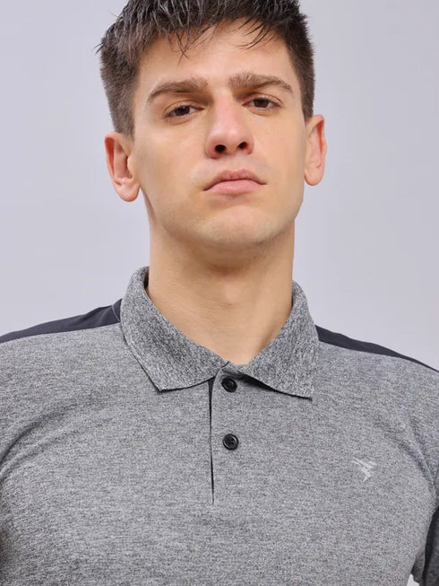 Men Melange Slim Fit Polo T-shirt with DOUBLE COOL