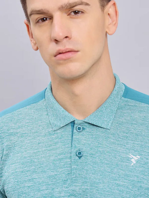 Men Melange Slim Fit Polo T-shirt with DOUBLE COOL