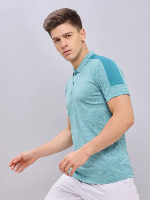Men Melange Slim Fit Polo T-shirt with DOUBLE COOL