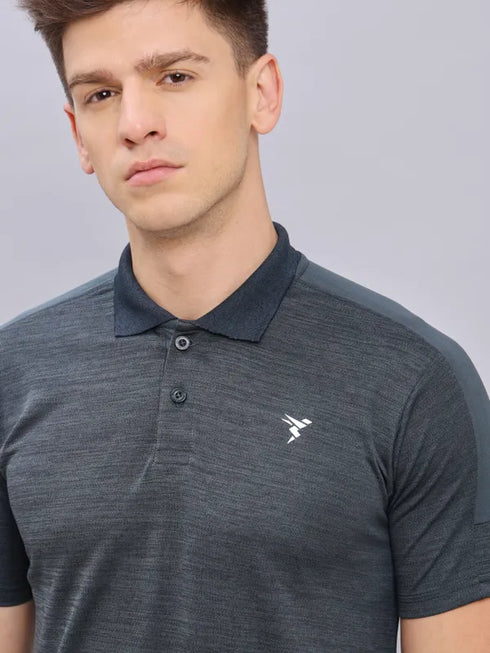 Men Melange Slim Fit Polo T-shirt with DOUBLE COOL