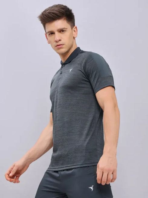 Men Melange Slim Fit Polo T-shirt with DOUBLE COOL