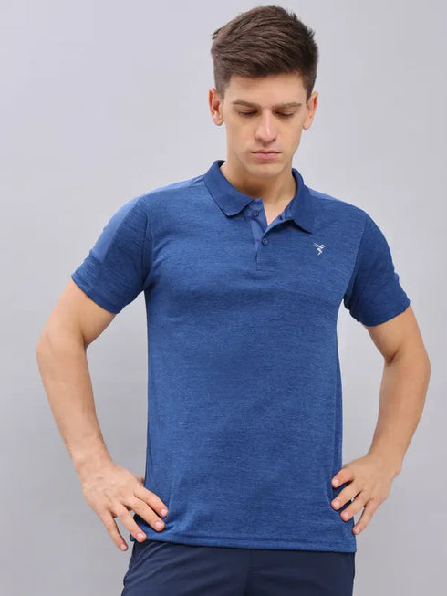 Men Melange Slim Fit Polo T-shirt with DOUBLE COOL