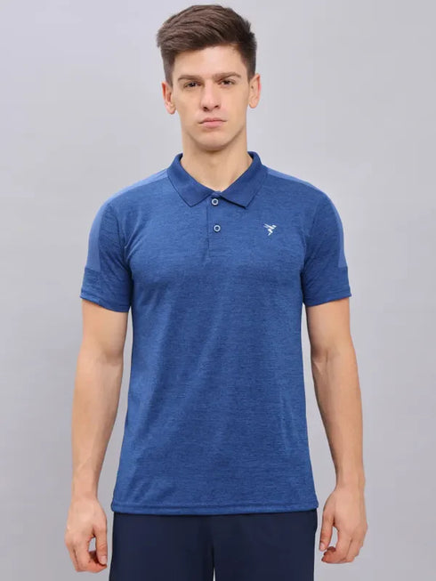 Men Melange Slim Fit Polo T-shirt with DOUBLE COOL