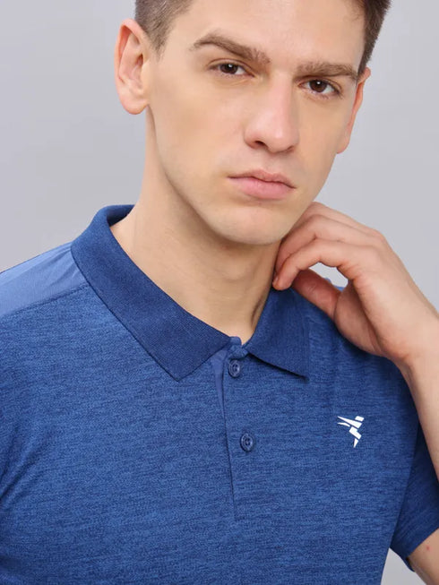 Men Melange Slim Fit Polo T-shirt with DOUBLE COOL