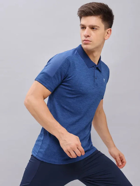 Men Melange Slim Fit Polo T-shirt with DOUBLE COOL