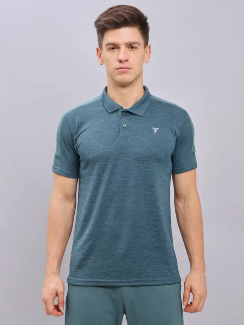 Men Melange Slim Fit Polo T-shirt with DOUBLE COOL