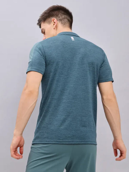 Men Melange Slim Fit Polo T-shirt with DOUBLE COOL