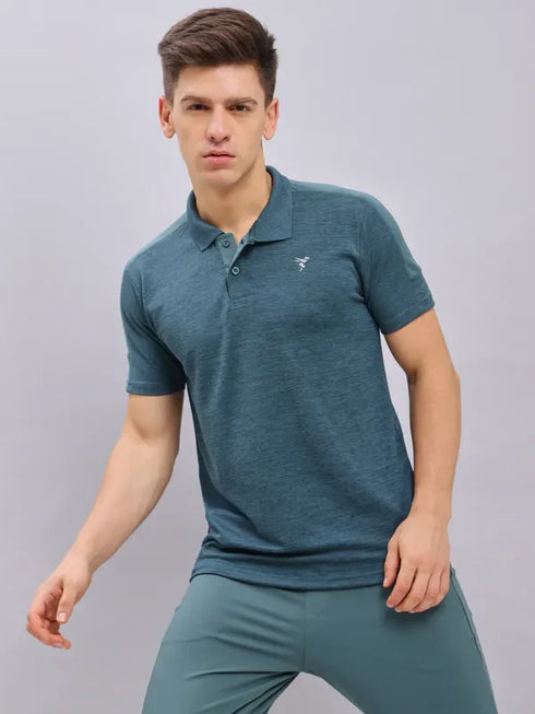 Men Melange Slim Fit Polo T-shirt with DOUBLE COOL