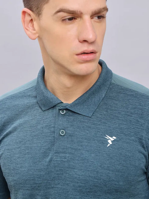 Men Melange Slim Fit Polo T-shirt with DOUBLE COOL