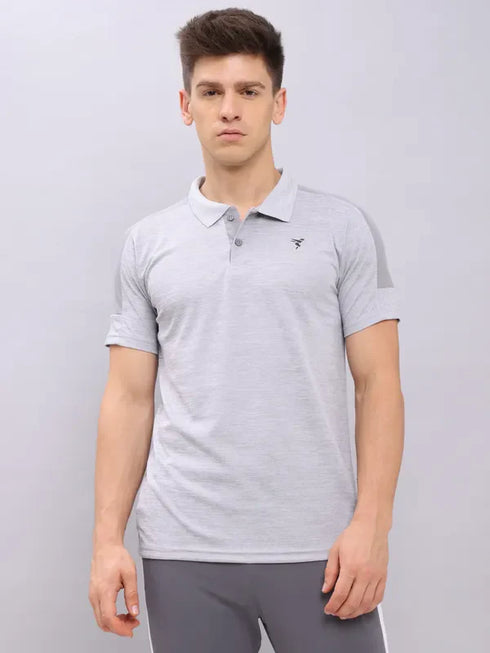 Men Melange Slim Fit Polo T-shirt with DOUBLE COOL