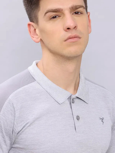 Men Melange Slim Fit Polo T-shirt with DOUBLE COOL