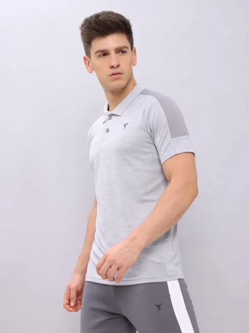 Men Melange Slim Fit Polo T-shirt with DOUBLE COOL