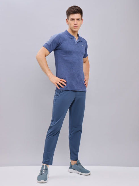 Men Melange Slim Fit Polo T-shirt with DOUBLE COOL