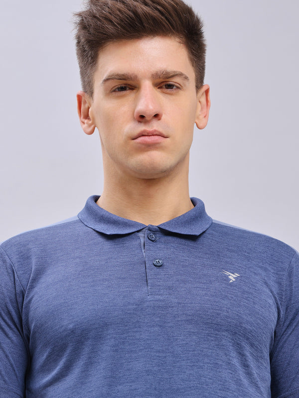 Men Melange Slim Fit Polo T-shirt with DOUBLE COOL