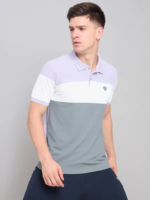 Men Colorblock Slim Fit Polo T-shirt with MATPIQ