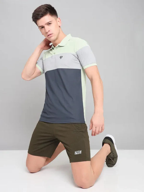 Men Colorblock Slim Fit Polo T-shirt with MATPIQ