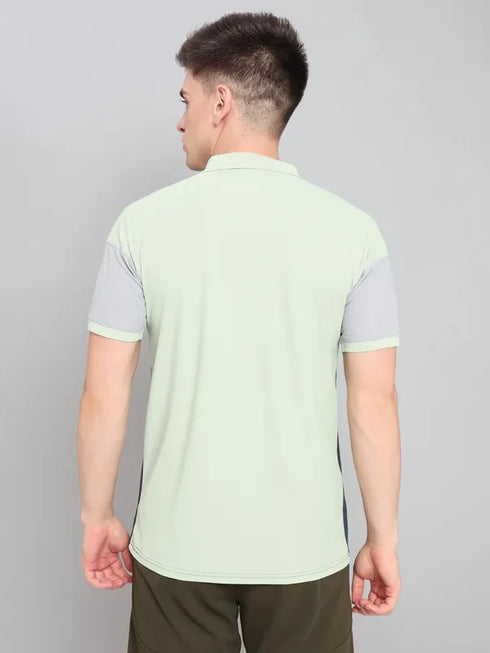 Men Colorblock Slim Fit Polo T-shirt with MATPIQ