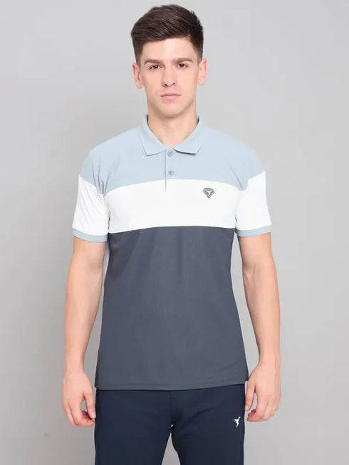 Men Colorblock Slim Fit Polo T-shirt with MATPIQ