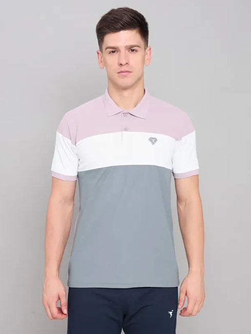 Men Colorblock Slim Fit Polo T-shirt with MATPIQ