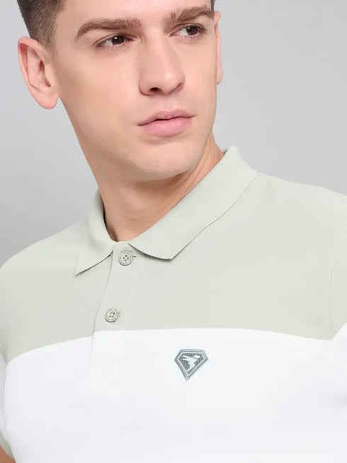 Men Colorblock Slim Fit Polo T-shirt with MATPIQ