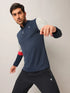 Men Colorblock Slim Fit Mock Neck T-shirt with TECHNO COOL+