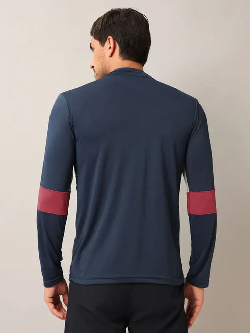 Men Colorblock Slim Fit Mock Neck T-shirt with TECHNO COOL+