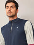 Men Colorblock Slim Fit Mock Neck T-shirt with TECHNO COOL+
