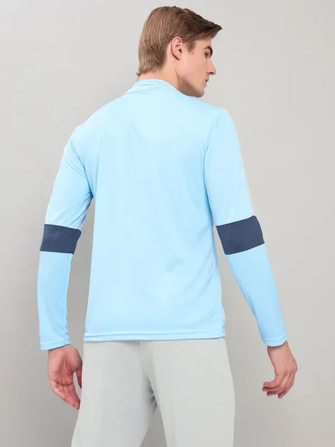 Men Colorblock Slim Fit Mock Neck T-shirt with TECHNO COOL+