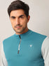 Men Colorblock Slim Fit Mock Neck T-shirt with TECHNO COOL+