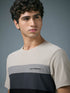 Men Colorblock Slim Fit Crew Neck T-shirt with MATPIQ