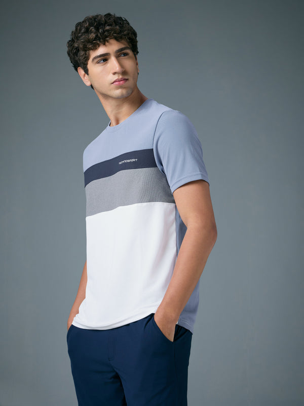 Men Colorblock Slim Fit Crew Neck T-shirt with MATPIQ