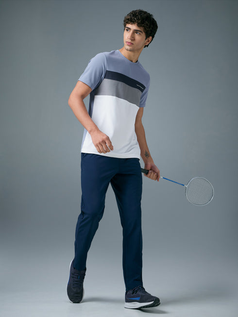 Men Colorblock Slim Fit Crew Neck T-shirt with MATPIQ
